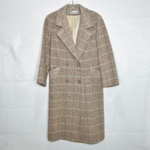 Herman Kay Woman’s Coat Petite sz 8 Wool Beige Tweed Coat Fully Lined Vintage
